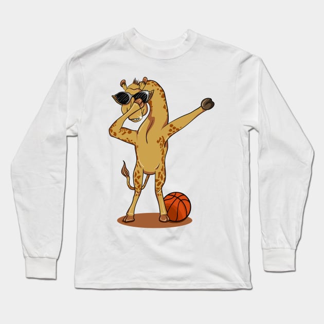 'Dabbing Giraffe Basketball' Funny Dabbing Gift Long Sleeve T-Shirt by ourwackyhome
